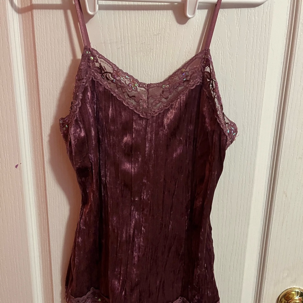 No Boundaries Plum Lace Trim Camisole